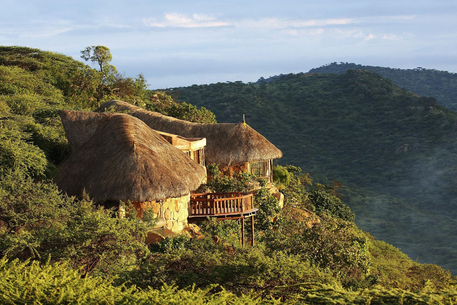 A villa on the escarpment at The Sanctuary at Ol Lentille – a top choice for a slow safari in East Africa.