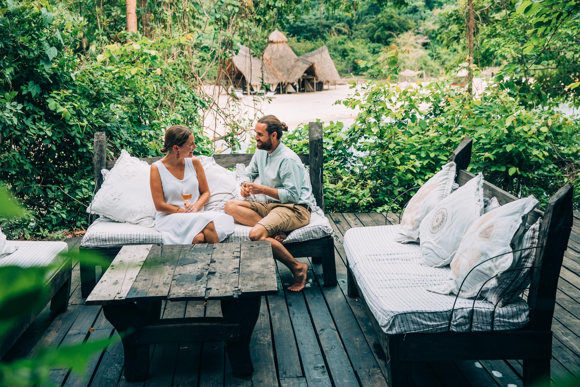 A couple enjoying Big Bird Bar - Honeymoon in East Africa