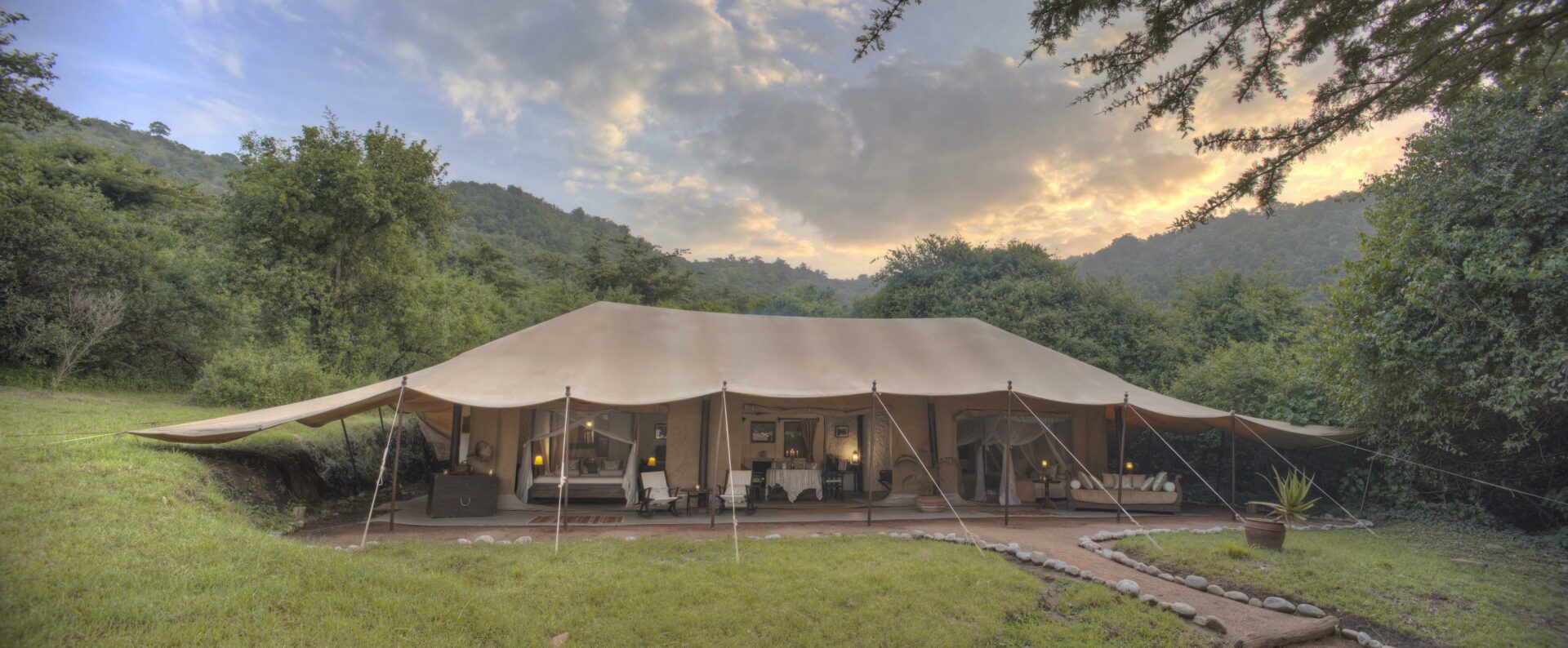 The luxury family suite at Cottar’s 1920s Safari Camp - a perfect place to spend Christmas in East Africa.