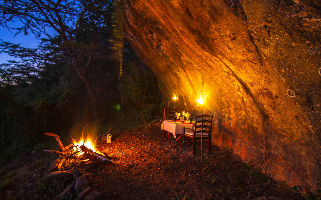 Ol Seki Cave dinner from the Grand Africa Safaris honeymoon in Africa journal