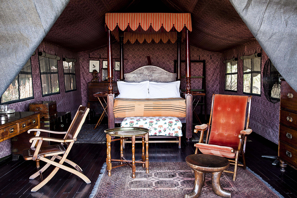 Jacks’ Camp guest tent double inside a bedroom with Grand Africa Safaris
