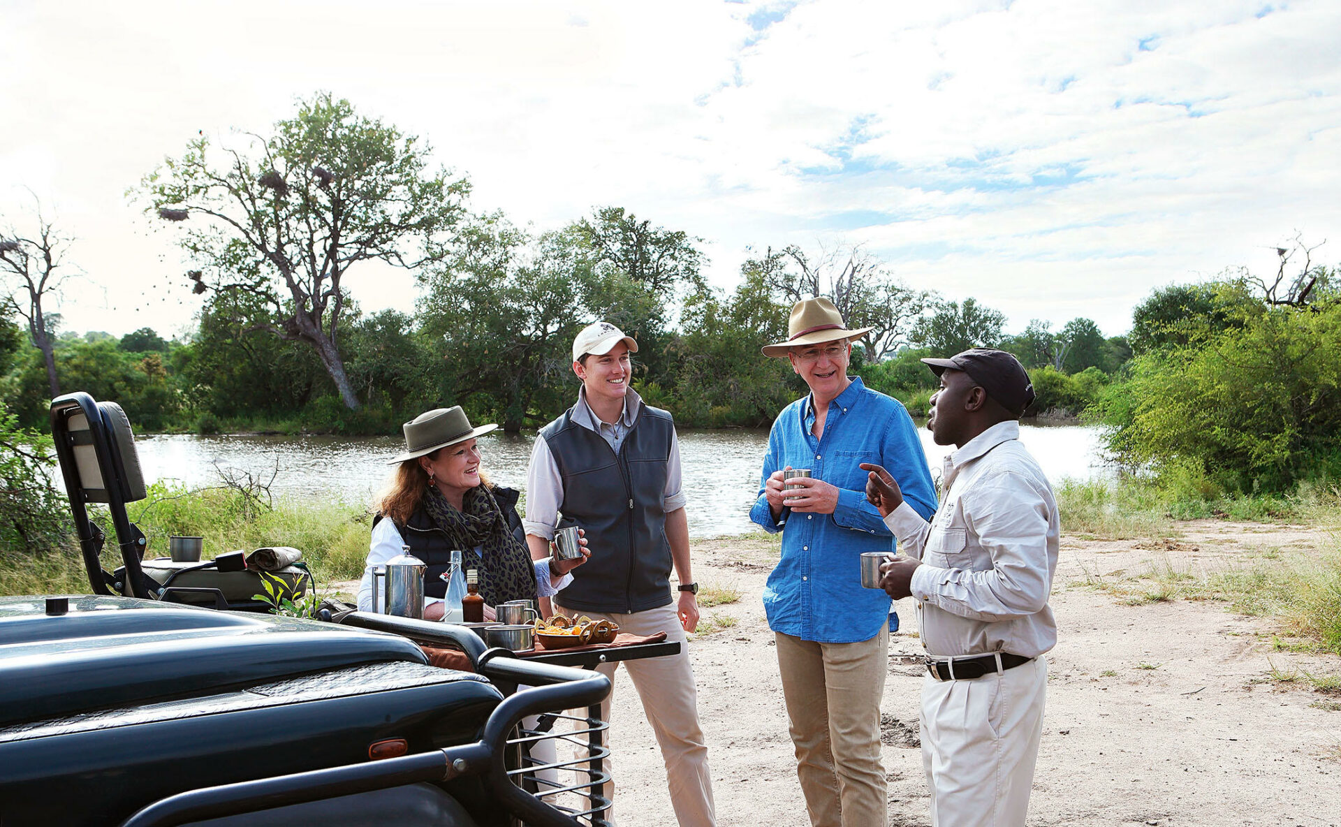 Guests enjoying one of the bucket list ideas for friends at Londolozi Tree Camp with Grand Africa Safaris